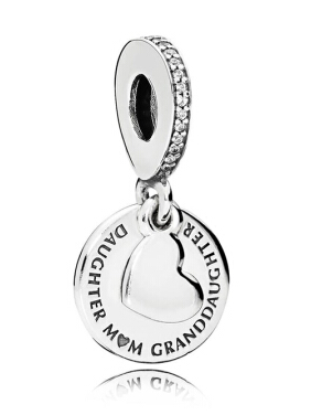 Charm colgante disco familia corazón Pandora