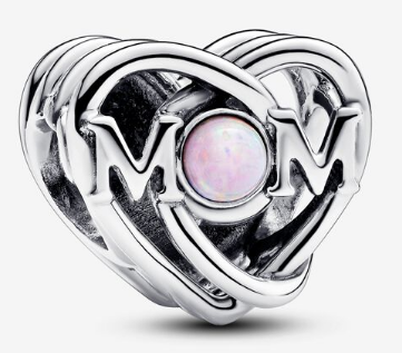 [793233C01] Charm Pandora corazón calado MOM ópalo rosa