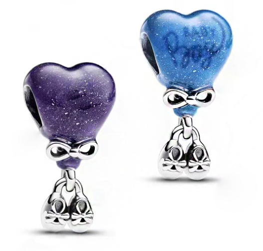 [793239C01] Charm Pandora globo corazón Baby Boy con botines
