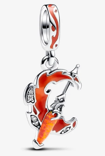 Charm Pandora dragón estilizado esmalte rojo