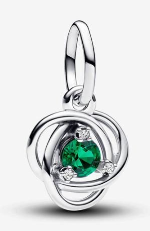Charm colgante Pandora nudo espiral piedra verde