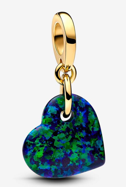 [763348C01] Charm colgante corazón efecto ópalo dorado