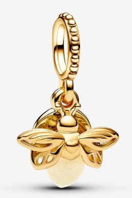 [769352C01] Charm Abeja Reina Aro Perlado Dorado