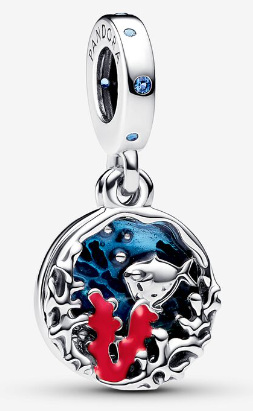 Charm Pandora fondo marino con coral rojo