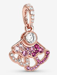Charm colgante abanico circonias degradado rosa baño oro rosa