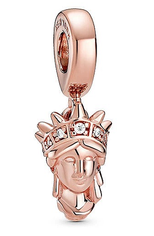 Charm colgante rostro Estatua de la Libertad baño oro rosa