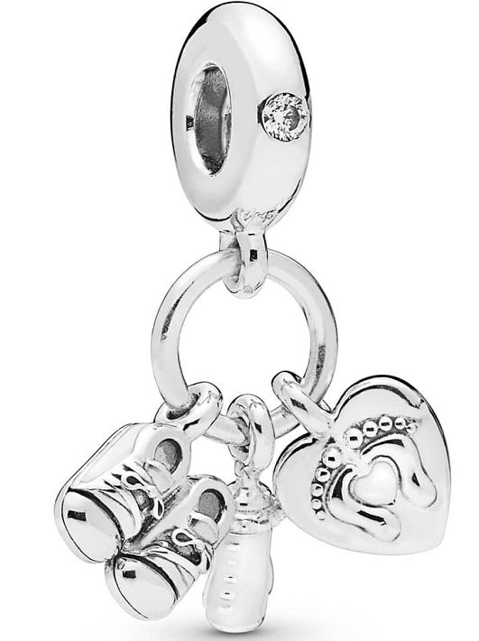 Charm Racimo Bebé Botitas Biberón y Corazón Huellitas