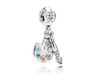Charm colgante paleta de pintor con circonias multicolor y pincel