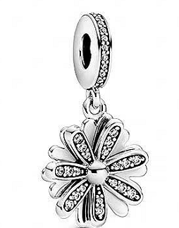 Charm colgante margarita pétalos pavé y lisos