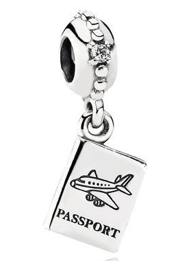 Charm colgante Pasaporte Avión Plata