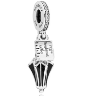 Charm colgante sombrilla plata y esmalte negro
