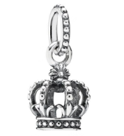 Charm colgante corona plata cuentas piedra clara