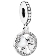 Charm colgante aro pavé trébol de cuatro hojas