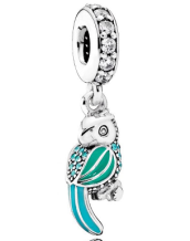 Charm colgante tucán esmalte turquesa Pandora