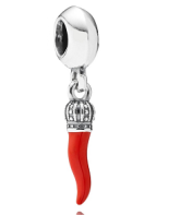 Charm colgante cuerno italiano esmalte rojo