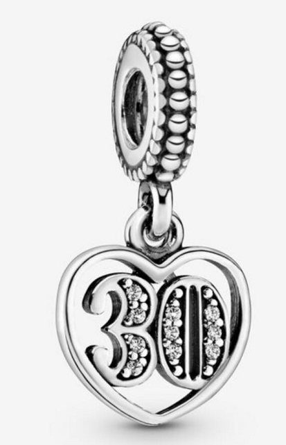 Charm colgante corazón número 30 pavé