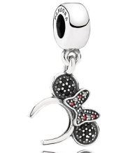 [P80] Charm colgante orejas Minnie pavé negro y rojo Pandora