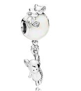 Charm colgante cervatillo y perla con corazón