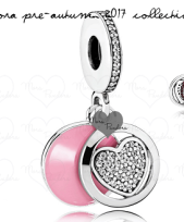 Charm colgante corazón y macarón esmalte rosa