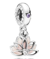 Charm colgante flor de loto esmalte rosa