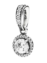 Charm colgante circonia redonda con halo pavé