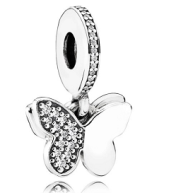 Charm colgante mariposa mitad pavé mitad pulida