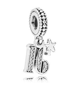 Charm colgante número 16 pavé y estrella