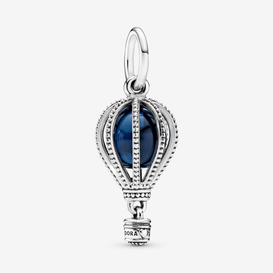 Charm colgante globo aerostático piedra azul