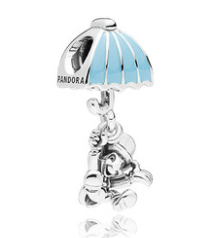 Charm colgante osito paracaídas esmalte celeste