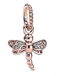 Charm Libélula Pavé Baño Oro Rosa