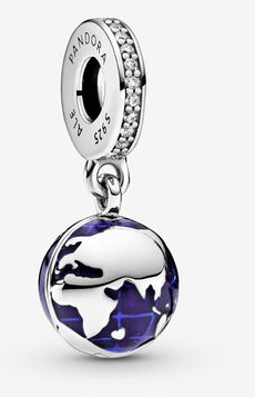 Charm Colgante Globo Terráqueo Esmalte Azul