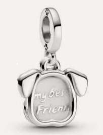 Charm colgante cabeza de perro grabado My Best Friend