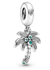 Charm colgante palmera con circonias verde azulado