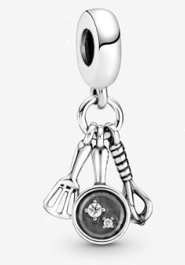 Charm colgante utensilios de cocina sartén con circonias