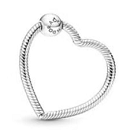 Charm corazón abierto textura de cuerda con circonia