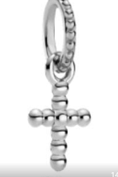 Charm colgante cruz de perlitas plata