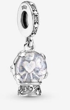 Charm colgante bola de nieve corazón esmalte blanco brillante