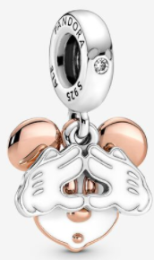 [P195] Charm colgante Mickey Mouse Disney orejas oro rosa manos corazón