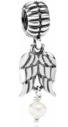 Charm colgante alas de ángel con perla Pandora