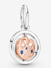 Charm colgante calabaza baño oro rosa y circonias azules