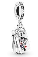 Charm colgante maletas de viaje pavé y detalle rojo