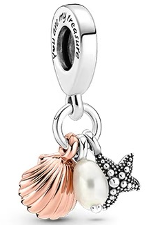 Charm colgante concha, perla y estrella de mar 'my treasure'