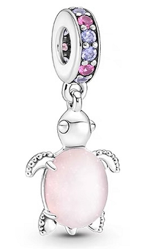 Charm colgante tortuga marina caparazón piedra rosa