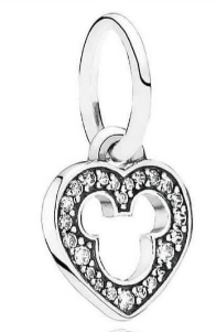[P255] Charm colgante Corazón Silueta Mickey Mouse