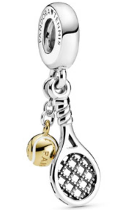 Charm colgante raqueta y pelota de tenis bicolor