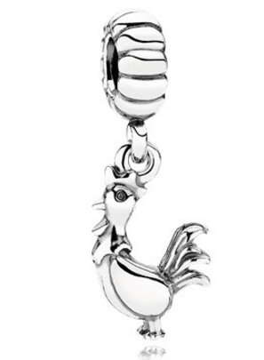Charm colgante gallo plata acabado liso