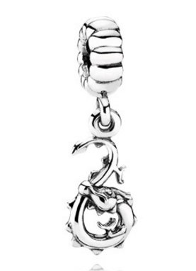 Charm colgante dragón chino plata acabado liso