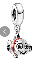 Charm colgante pez payaso esmalte blanco y rojo