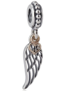 Charm colgante ala de ángel con corazón dorado