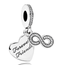Charm colgante corazón Forever Friends e infinito pavé